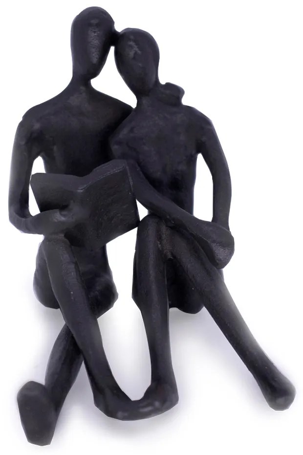 Escultura Decorativa Casal Sentado Em Metal Preto 12 Cm - D'Rossi
