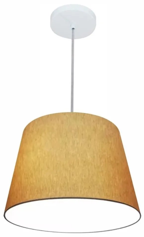Lustre Pendente Cone Md-4155 Cúpula em Tecido 30/40x30cm Palha - Bivolt