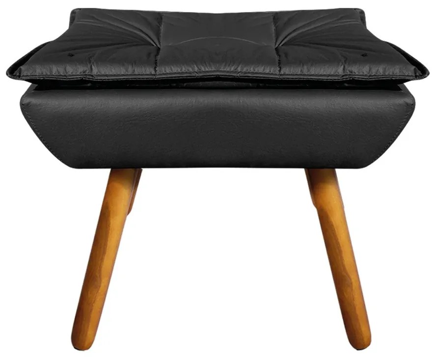 Puff Banqueta Decorativo Pé Palito Kit 2 Opala Corino D03 - D'Rossi - Preto