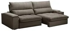 Sofá Retrátil 4 Lugares com Porta Copo 280cm Andes F05 Veludo Marrom -