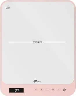 Cooktop de Indução Portátil Fischer 1 Boca Bivolt Touch Screen Rosa Candy