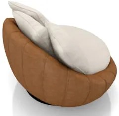 Poltrona para Sala Giratória Redonda Saphire Z32 Linho Bege/Caramelo -