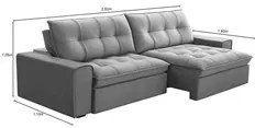 Sofá Retrátil Reclinável 3 Lugares 250cm Argon F05 Veludo Prata - Mpoz