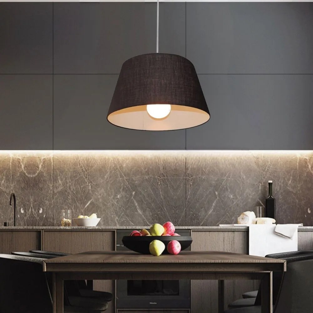 Lustre Pendente Cone Md-4039 Cúpula em Tecido 21/40x30cm Preto - Bivolt