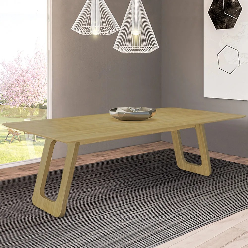 Mesa Sala de Jantar 6 Lugares 160cm Tampo de Vidro Frieda Freijó G13 - Gran Belo