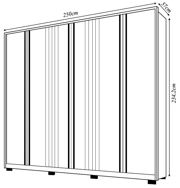 Guarda Roupa Casal Nilus 250cm com 6 Portas 4 Gavetas Ripado MDP Branco G11 - Gran Belo