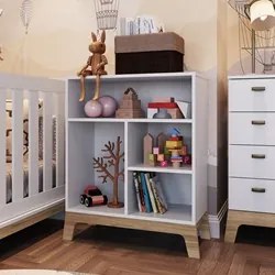 Estante Infantil com 4 Nichos Organizadores 71cm Favo de Mel 007 Branc