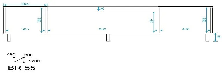 Rack Home Para TV 40" 170cm Preto Castanho