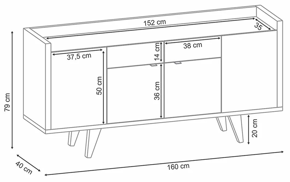 Buffet Balcão Decorativo Albani Sala de Jantar Off White/Cinamomo G26 - Gran Belo