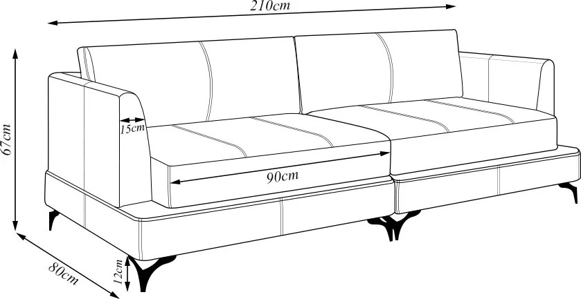 Sofá Living Bipartido 210cm Indonésia Pés de Ferro Couro Capuccino G52 - Gran Belo