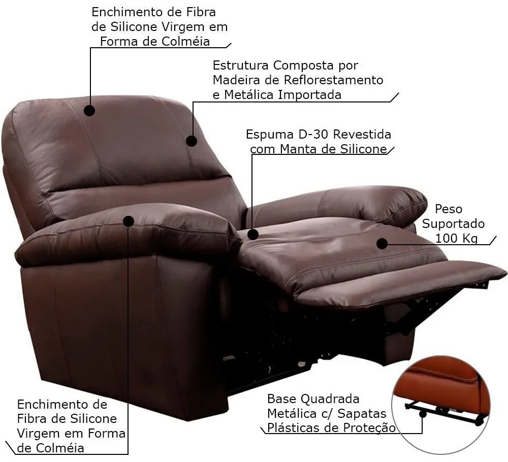 Poltrona do Papai Reclinável Elétrica Armênia Power Touch Couro Capucino G40 - Gran Belo