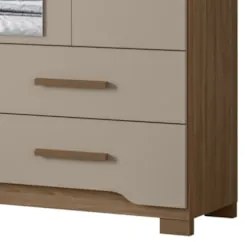 Guarda Roupa Casal 160cm Com Espelho Cancum Carvalho/Fendi Z17 - Mpoze