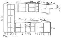 Armário de Cozinha Modulada de Canto 8 Peças CP02 Balcão com Tampo Pre