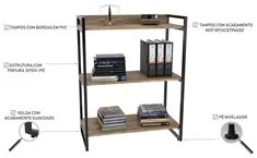 Kit 3 Estantes Livreiro Prisma Estilo Industrial 80cm 3 Prateleiras C0