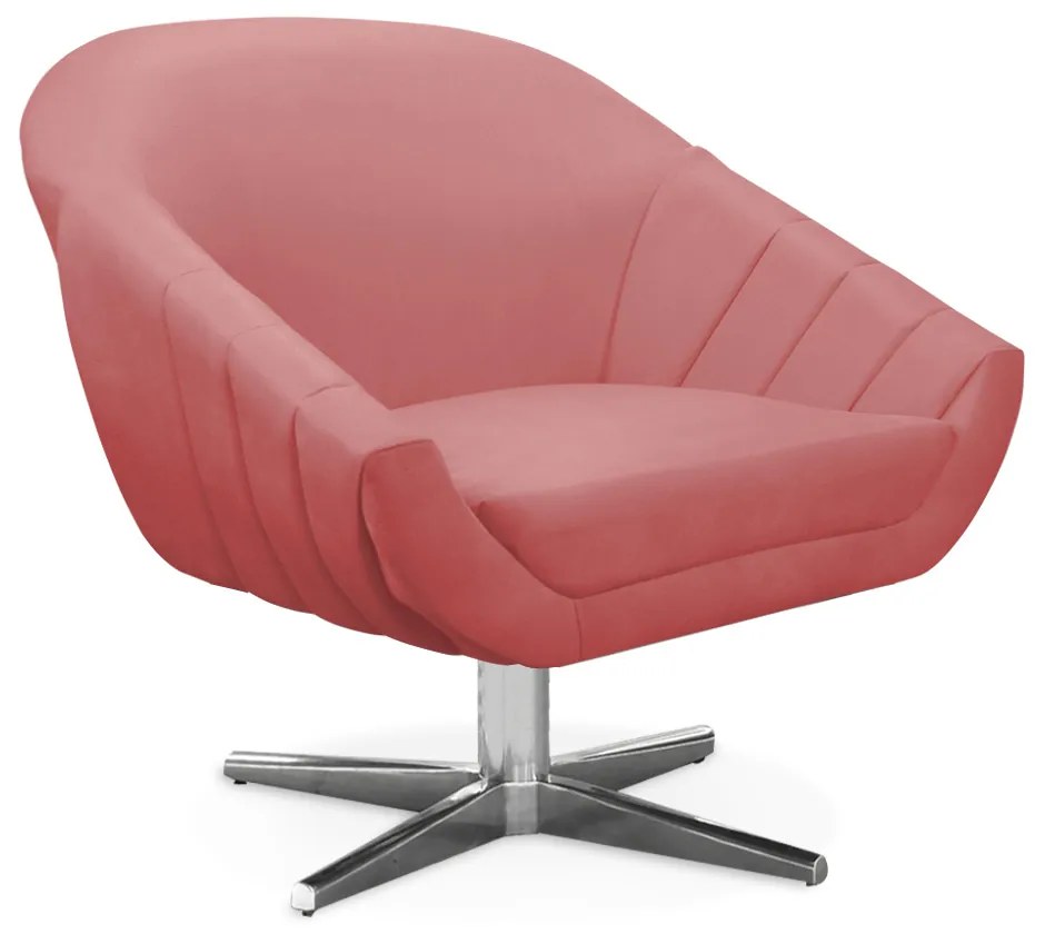 Kit 01 Namoradeira 02 Lugares e 02 Poltronas Giratória Giovana Suede Base Cromada - D'Rossi - Rose