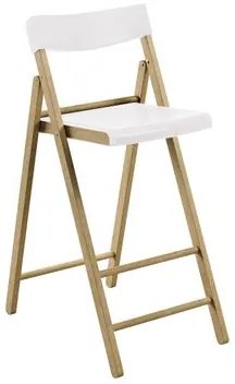Banqueta Dobrável Alta com Encosto Tramontina Potenza Branca Madeira Tauari Natural