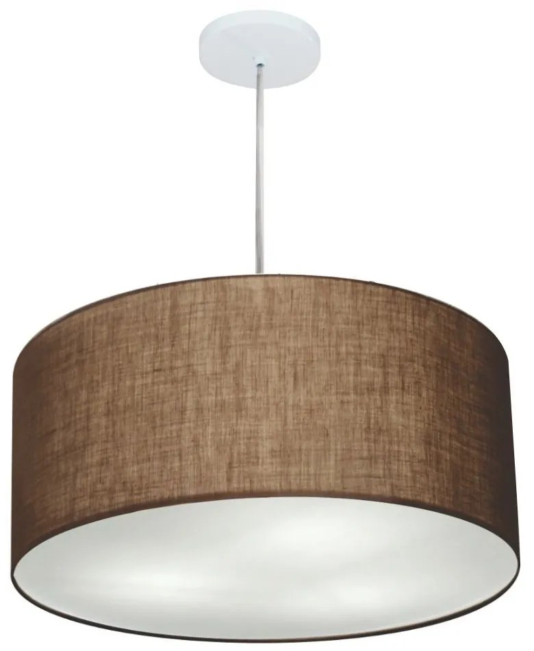 Lustre Pendente Cilíndrico Md-4214 Cúpula em Tecido 55x25cm Café - Bivolt