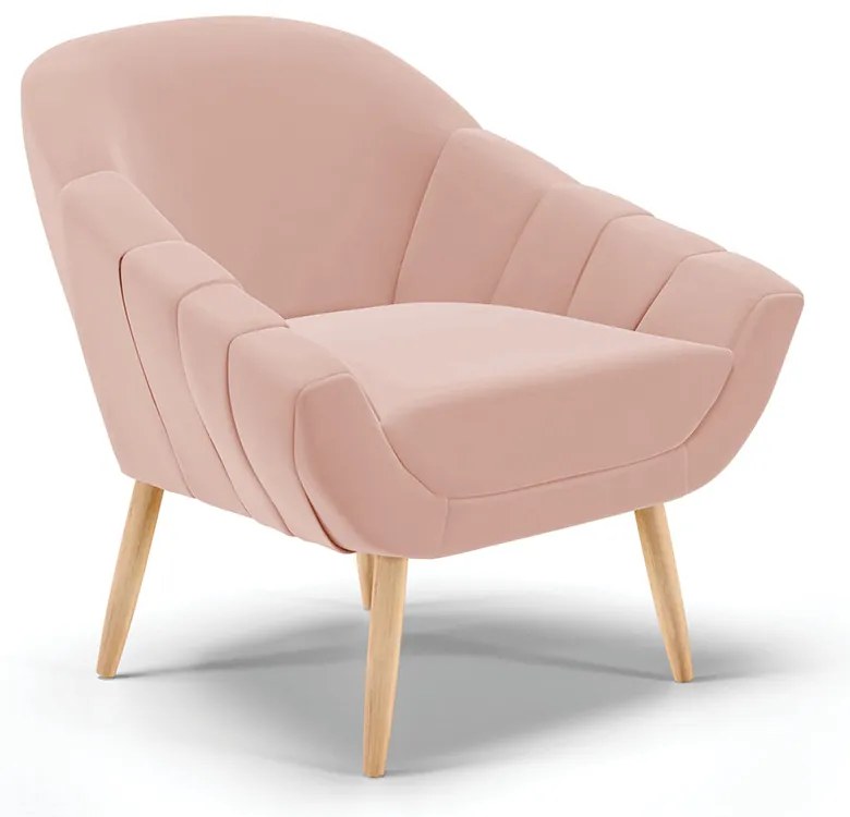 Kit 01 Namoradeira 02 Lugares e 02 Poltronas Giovana Veludo Pés Palito Natural D03 - D'Rossi - Rose