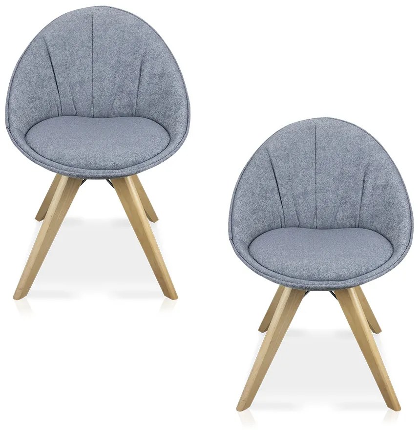 Cadeira para Sala Base Giratória Madeira Kit2 Estela Jacquard Cinza R02 - D'Rossi