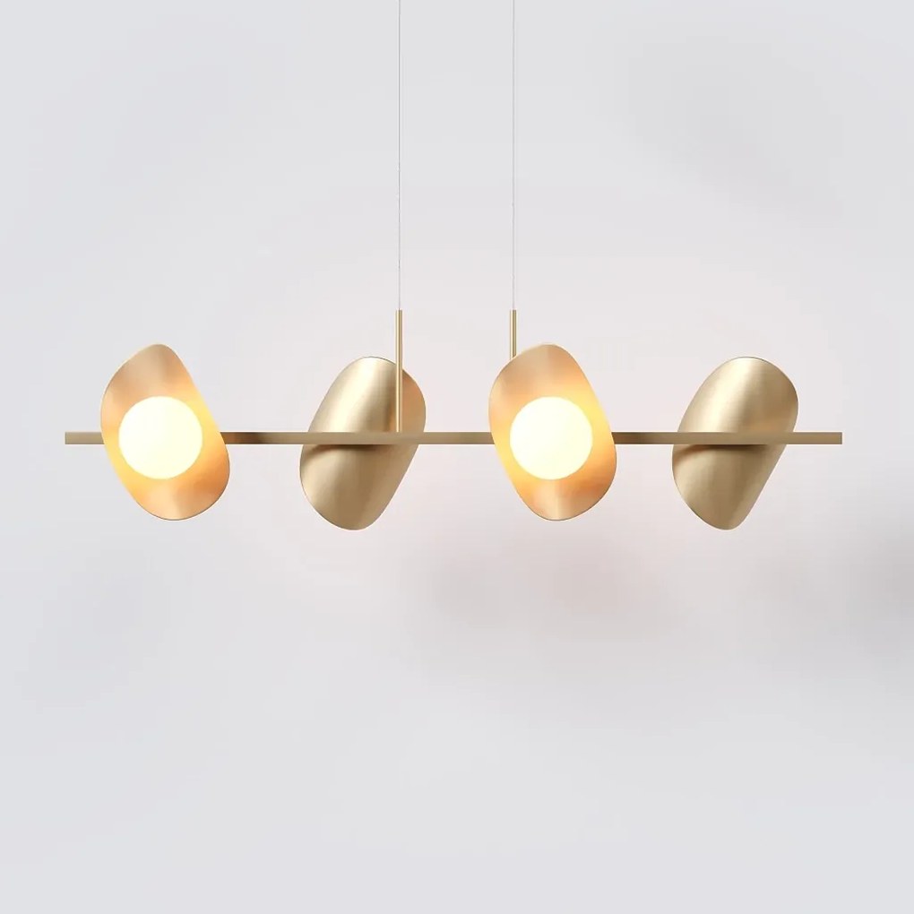 Pendente Calandra Linear 27X21X95Cm Alumínio E Globo Ø10Cm Fosco 4Xg9... (PRETO / CHAMPANHE, FOSCO)