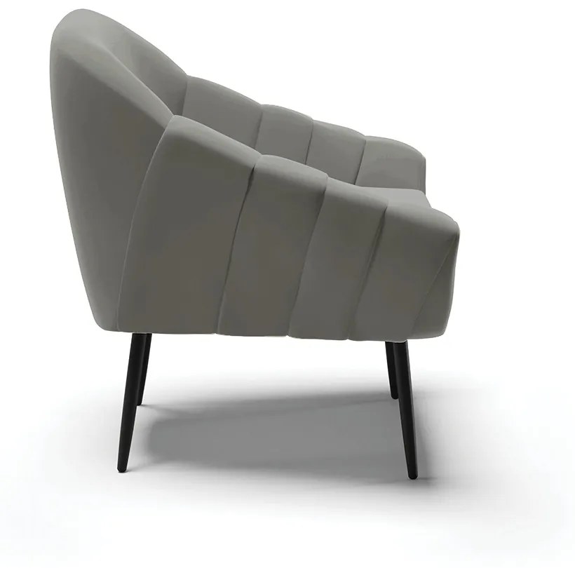 Kit 02 Poltronas Giovana Suede Pés Palito de Ferro Preto D03 - D'Rossi - Grafite