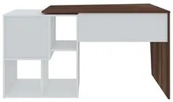 Conjunto Escritório Home Office 4 Peças Look A06 Branco/Ipê - Mpozenat