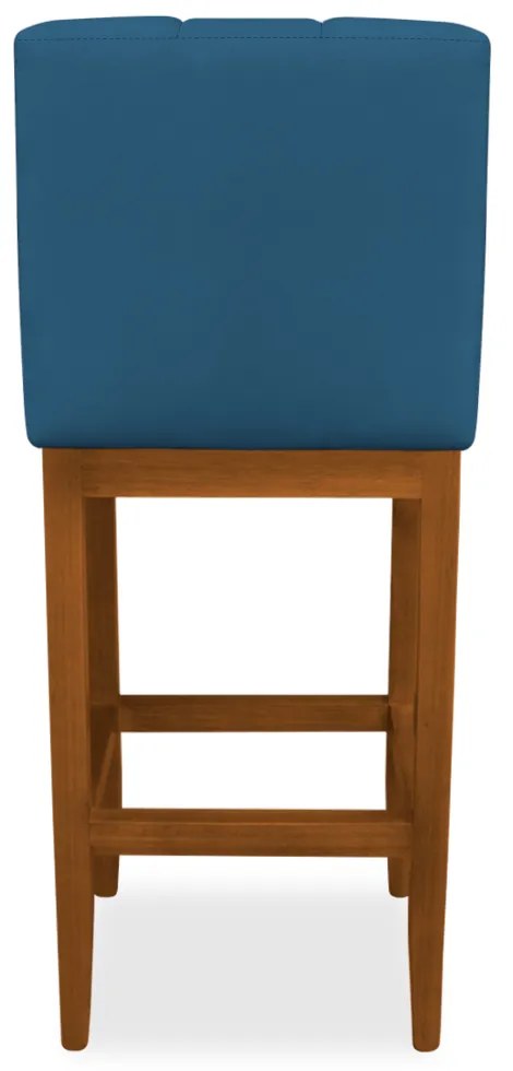 Banqueta Alta Sueli Base Madeira Maciça Estofada Suede Azul Marinho