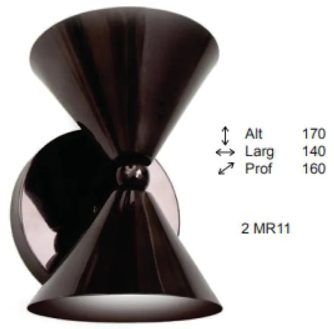 Arandela Time Cone Aluminio Fixo Duplo 16X14X17Cm 2Xmr11 - Old Artisan... (BRANCO / DOURADO BRILHO)