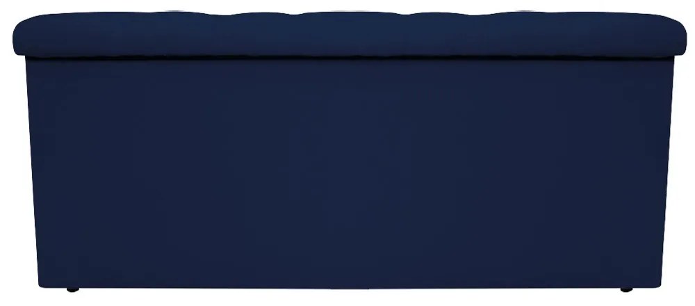 Recamier Baú Estofada Mel 90 cm Solteiro Com Capitonê  Suede Azul Marinho - ADJ Decor