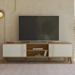 Rack Bancada Para TV 75 Pol 180cm Sia Nature/Off Z49 - Mpozenato