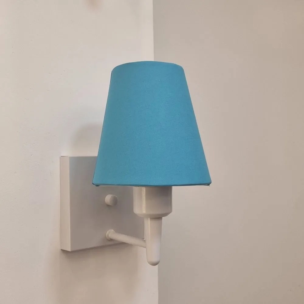 Arandela Quadrada Md-2034 Branco Cúpula em Tecido Cone Azul Bebê - Bivolt