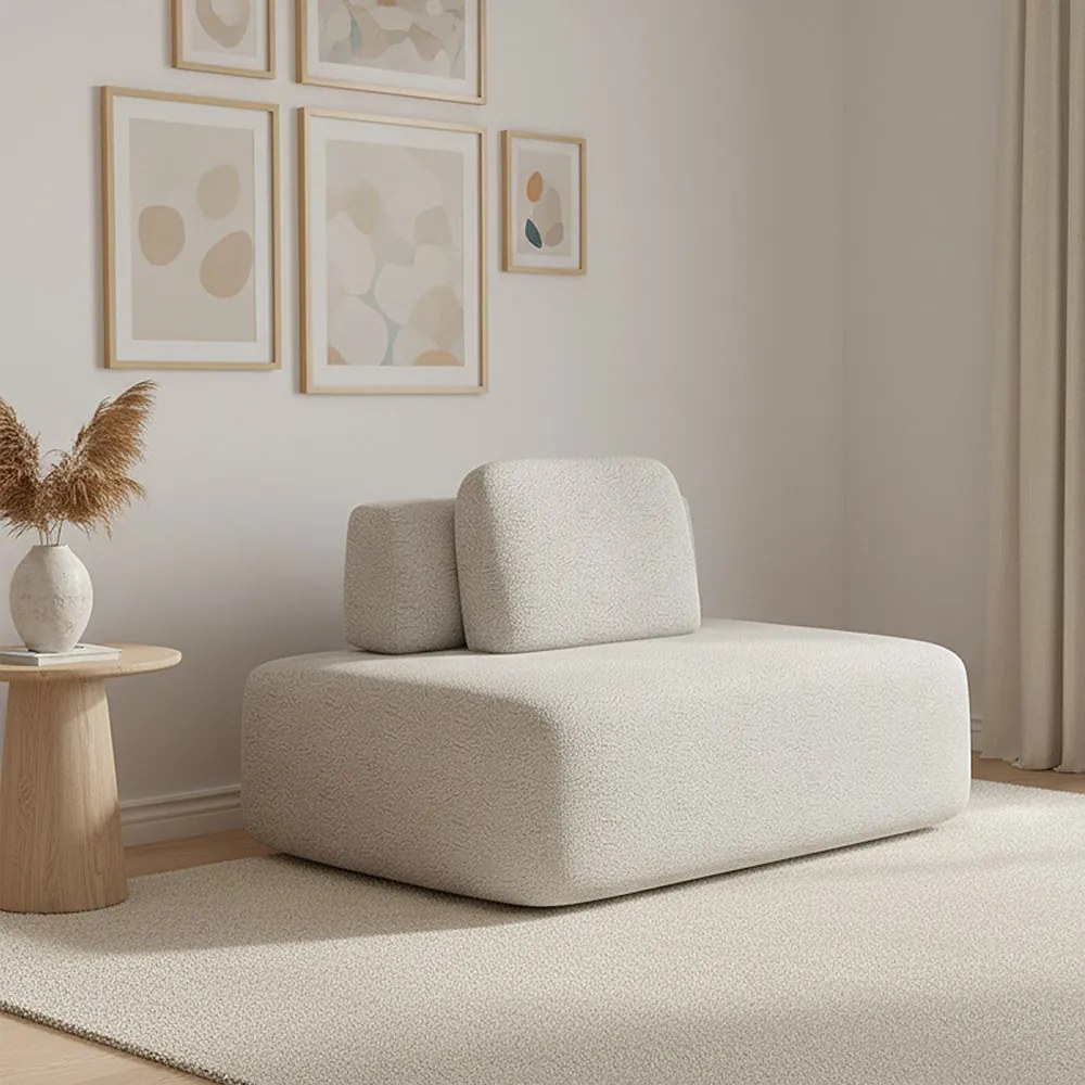 Sofá Módulo Central 140cm Orgânico Sala Berlim Bouclê K01 - D'Rossi - Cinza claro