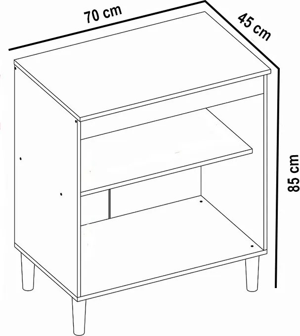 Balcão Cozinha com Tampo 70cm com 2 Portas Joana A09 - D'Rossi - Atacama