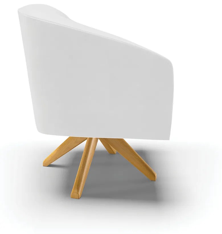 Poltrona Decorativa Giratória MA30 Stella Sintético PU Branco D03 - D'Rossi - Branco