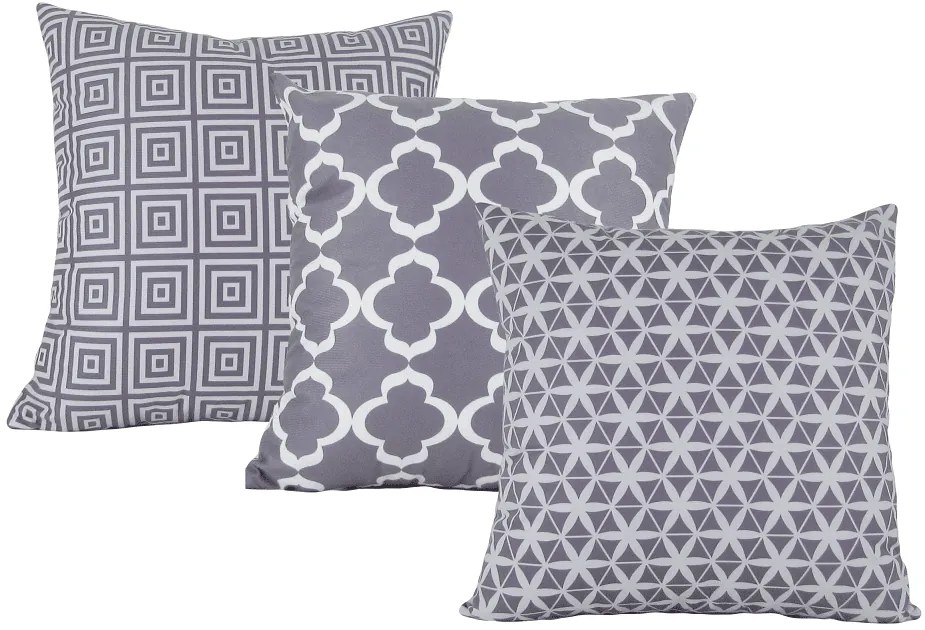 3 Capas para Almofadas Confort Veludo Geométrico Cinza 50x50cm