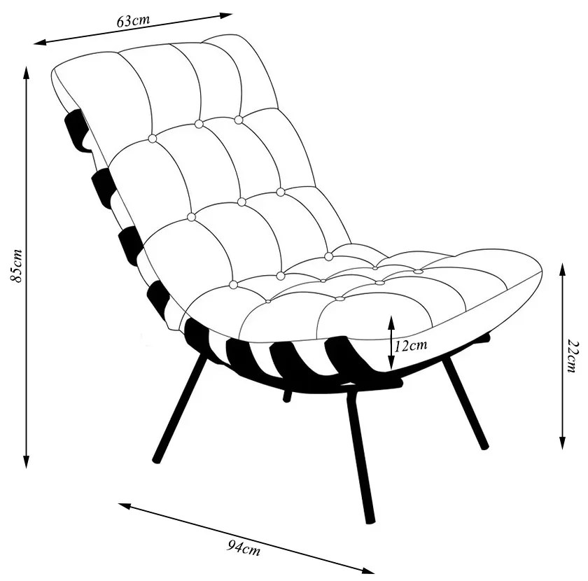 Poltrona Sala de Estar Decorativa Base Ferro Costela Couro Marrom G34 - Gran Belo