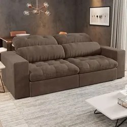 Sofá Retrátil e Reclinável 3 Lugares 200cm Viena A12 Suede Capuccino -