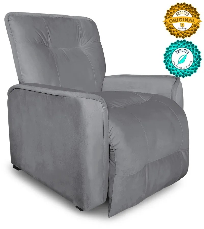 Poltrona do Papai Reclinável Orion Suede Cinza - Sheep Estofados - Cinza