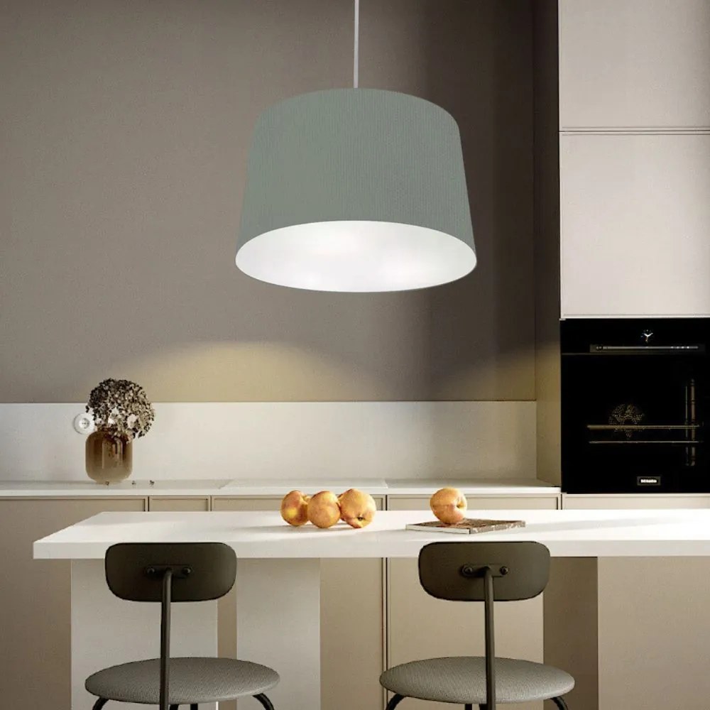 Lustre Pendente Cone Md-4156 Cúpula em Tecido 30/45x40cm Cinza Escuro - Bivolt