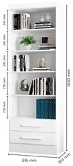 Kit 3 Estantes Livreiro 2 Gavetas e 5 Prateleiras Fancy Q01 Branco - M