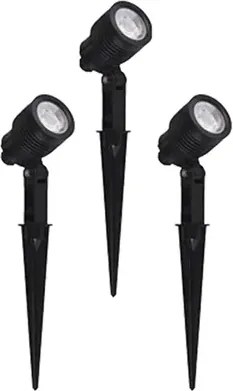 Kit 3 Espetos Abs Preto Fosco LED 6W IP65 360lm