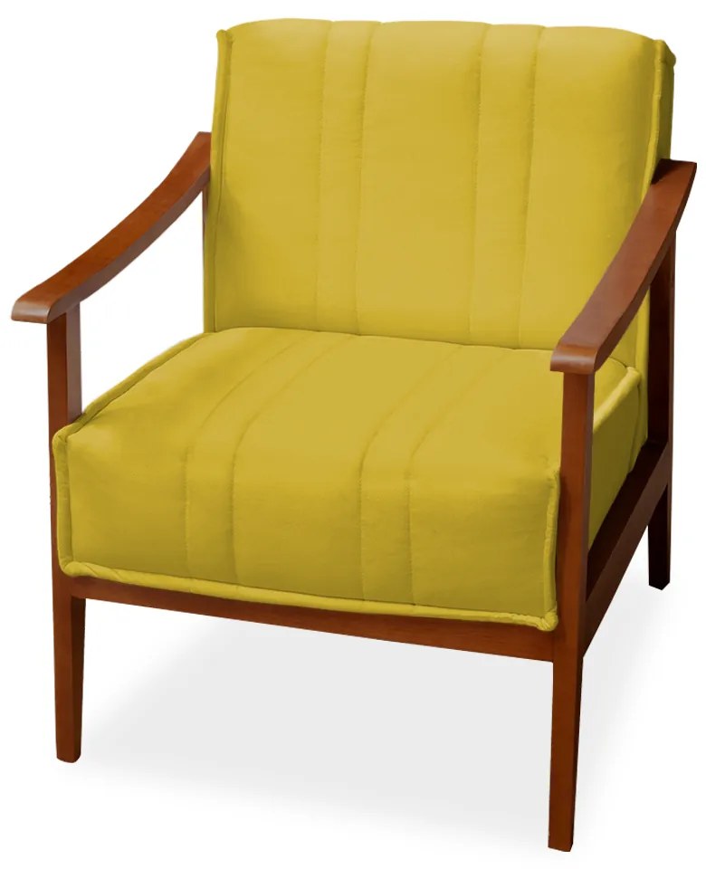 Poltrona Decorativa Vincenzza Veludo Amarelo