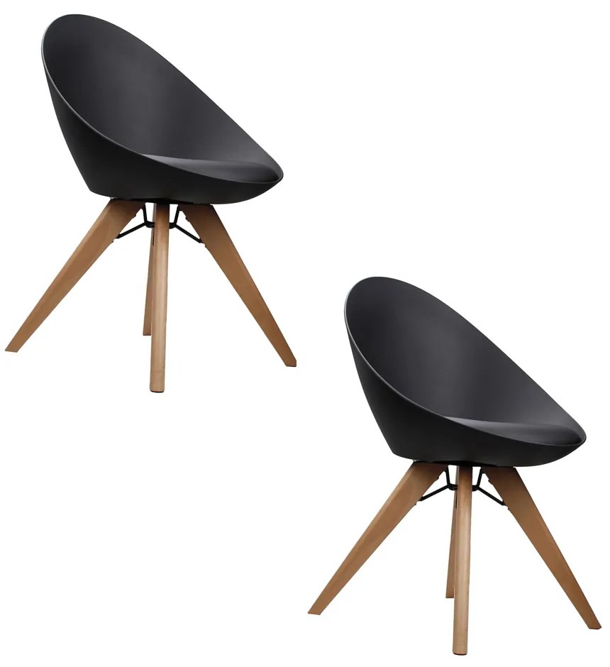 Cadeira para Sala Base Giratória de Madeira Kit 2 Elen Preto R02 - D'Rossi