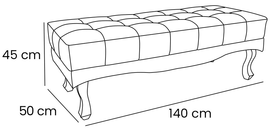 Puff Recamier Retrô Luis Xv Captonê para Quarto Vicenza 140cm Suede Bege S04 - D'Rossi