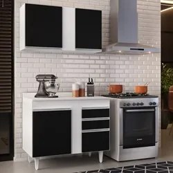 Armário Aéreo Indiana e Balcão Gabinete 100cm Luziania Branco/Preto -
