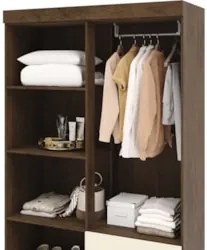 Guarda Roupa Solteiro 103cm Com Espelho Ideal Imbuia/Champanhe - Vila