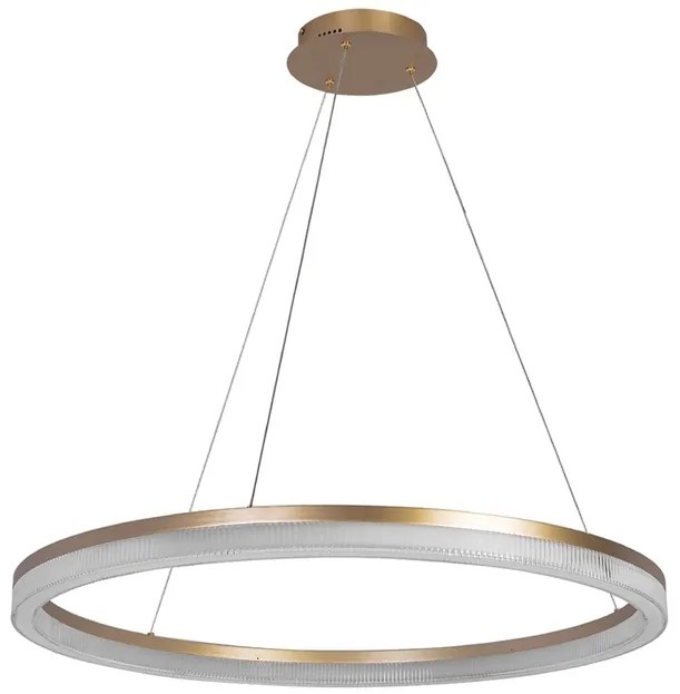 Pendente Led Aluminio Dourado 45w 3000k Anelo