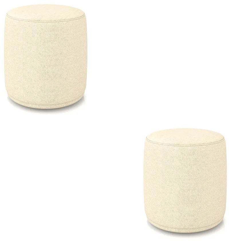 Puff Redondo Orgânico para Sala Kit 2 Malu Linho M11 - D'Rossi - Bege