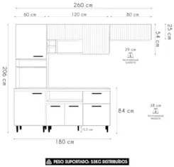 Cozinha Compacta Ema Freijó UV/Off Acetinado/Ripado Frisado Z44 - Mpoz