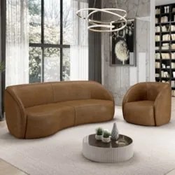 Sofá 3 Lugares Orgânico 240cm e Poltrona Zion Z32 Sintético Caramelo -